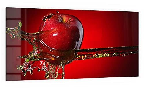 DEQORI Küchenrückwand Glas | Motiv Flüssigkeit trifft Apfel | 100x50 cm | Bad- oder Herd-Rückwand | Herdblende Spritzschutz für Küche & Badezimmer | moderne Deko für Fliesenspiegel
