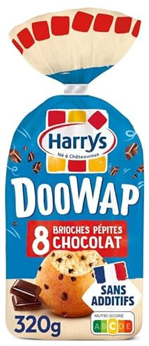 HARRYS - Doowap Brioches Pépites de Chocolat - 8 pièces de 320g - Brioches Artisanales Françaises - Sans Additifs ni Conservateurs - Idéales pour le - Lot De 4 - Vendu Par Lot