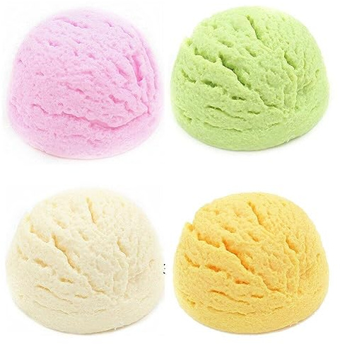 Hrippy Simulation Ice Cream Ball 4pcs Realistic Artificial Dessert Model Fake Food Model Ornament for Home Shops Display Photo Props