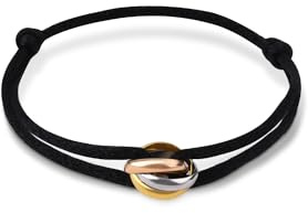 QianSiLi Weihnachts Geschenke Frauen/Männer, Armband mit Ring, Dreifarbig, Rote Glücksarmbänder, Armband für Damen und Herren, Verstellbar, Edelstahl Geburtstagsgeschenke, Valentinstag Geschenke