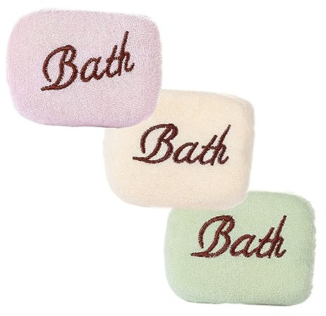 FRCOLOR 3 toallas de baño bordadas, toalla de baño, esponja facial, loción para bebés, esponja de baño para bebés, esponja de baño para bebés, esponja de baño simple