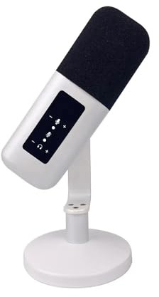 Chillitech® Fresno, microfono dinamico da gioco desktop, controlli touch panel, qualità audio da studio, USB e XLR Plug & Play per streaming, registrazione vocale, YouTube su Mac Windows (bianco)