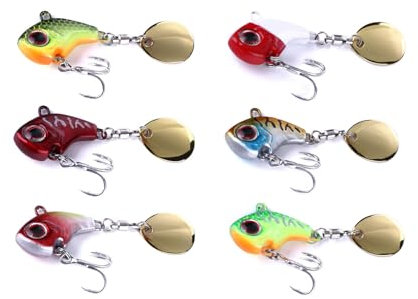 TUXIBIN Kunstköder, 6 Stück Angelköder, Spinnköder, Künstlicher Köder, Spinnerbait, Jig Spinner Set, Angelhaken für Barsch, Forelle, Hecht, Zander, Wels, Döbel 6-3/16g