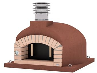 MOVELAR - Holzofen für den Außenbereich, Modell OLYMPUS MONS (Burdeos - 130 x 130 x 82 cm) – isoliert mit Kork & 3 Keramikmatten, handgefertigter Backofen für Brot & Pizza