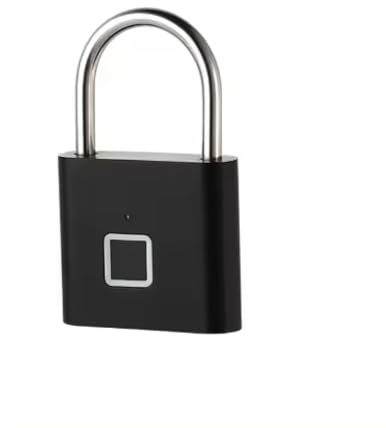 Candado con huella dactilar USB-C recargable - Candado impermeable para taquillas, equipaje, almacén, puerta, color negro