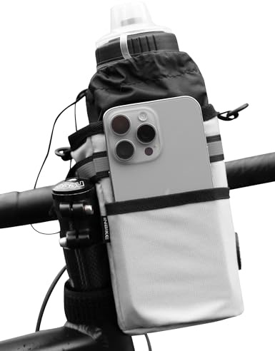 INBIKE Lenkertasche Fahrrad Flaschenhalter ohne Schrauben Fahrradtasche Vorne Lenker E-Bike Rennrad Getränkehalter Trinkflasche, Handy, Verpflegung, Kamera usw. Nylon Khaki
