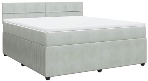 vidaXL Boxspringbett mit Matratze Hellgrau 180x200 cm Samt