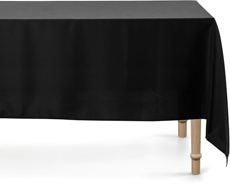 Tischdecke 180x300cm Stoff 100% Polyester - rechteckiges großes Tischtuch für Geburtstag Party Silvester Halloween Trauerfeier Partytischdecke - Fotohintergrund & Stofftischdecke - Schwarz matt
