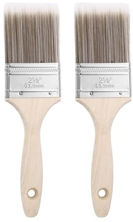 QUARKZMAN 2 Stück Pinsel 2,5 Flachpinsel und Chip-Pinsel mit Holzgriff für DIY Malerei Flachkunst Möbel Zäune Deckenwandverkleidung, Braun