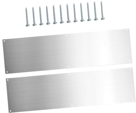 AsrMyjcx 2 placas de protección para puertas, placa de protección para puertas exteriores, zócalo de puerta con tornillo, placas de empuje para puertas de