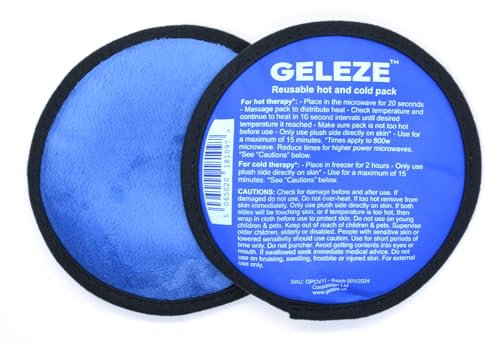GELEZE Paquete de 2 bolsas de hielo de felpa de lujo, compresas frías y calientes para lesiones, reutilizables para músculos, espalda, cuello, calambres, hinchazón, período (redondo, 11 cm)
