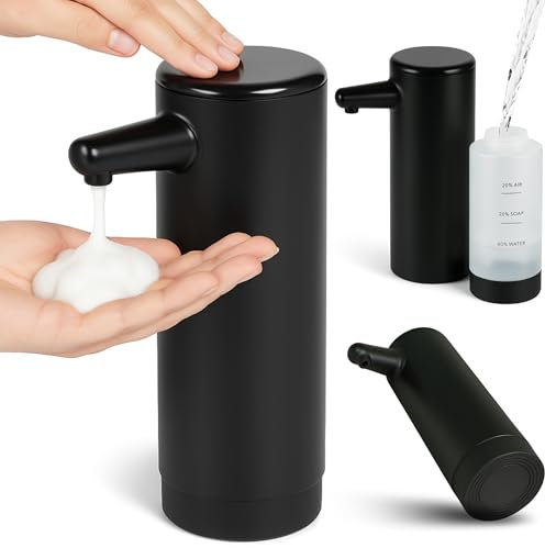 Schaumseifenspender Seifenspender in Schwarz Spülmittelspender für Bad, Toilette und Küche - Pumpspender Flüssigseifenspender - bis zu 75% weniger Seife verbraucht
