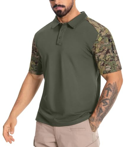 VisionTac Men's Tactical Polo Shirts Short Sleeve Athletic Golf Outdoor Lightweight Performance Sports Shirt