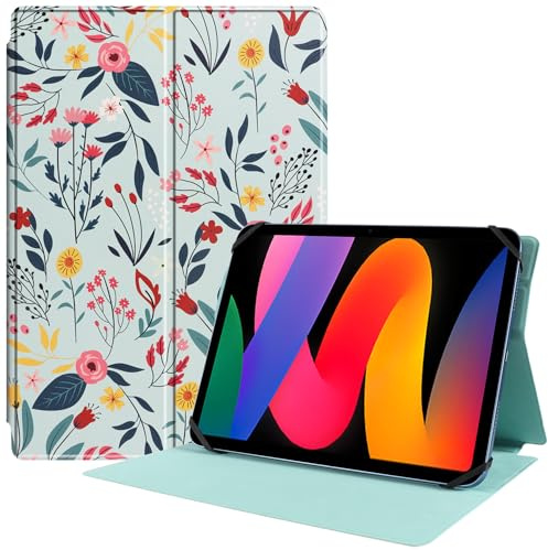 HGWALP Slim Universal Tablet Custodia 9 -11 pollici, Folio Custodia protettiva per 9 9.7 10 10.1 10.5 11 Tablet con angoli di visione multipli e design del foro della fotocamera-Spring Bloom