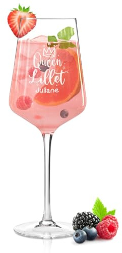 GRAVURZEILE Leonardo Weinglas mit Gravur - Queen Lillet - Personalisiert mit Name - Graviertes Weinglas mit Spruch für Lillet Sangria Aperitif & Cocktail Liebhaber zum Geburtstag - Puccini