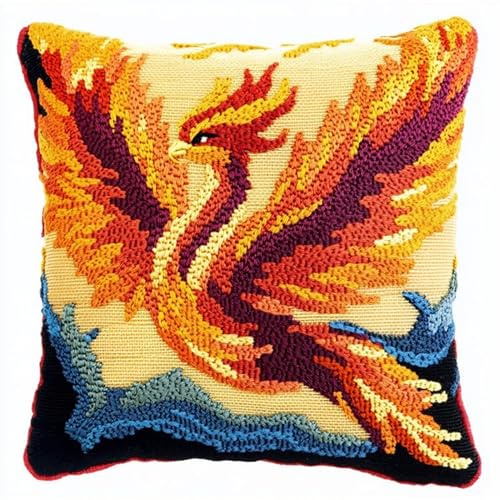 XDEGHUANGSS Juego de cojines de nudos para principiantes, adultos o niños, para anudar uno mismo, fénix, manualidades, alfombra de nudos, cojín de nudos, funda de almohada, kit para principiantes, 43