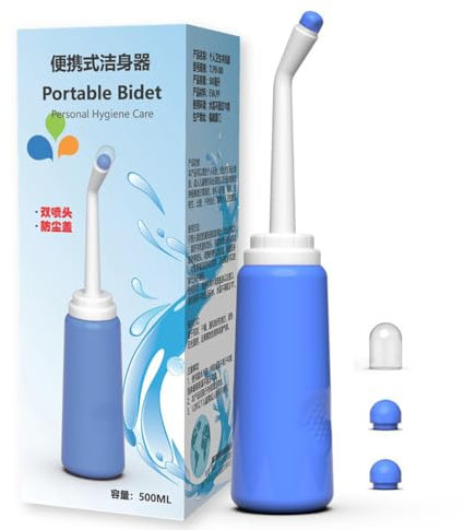 Flipped Warmth Bouteille Périnéale Portable, Pulvérisateur De Lavage Portable avec 2 Buses Et Sac De Rangement, Bidet De Voyage À l'envers pour Le Nettoyage De L'accouchement, Les Soins Post-Partum