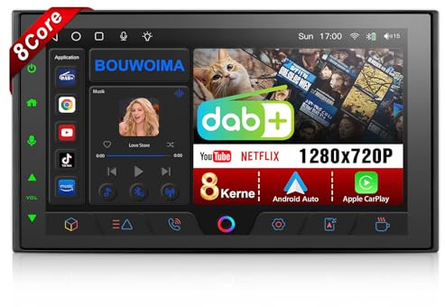 DAB Autoradio mit Bildschirm Doppel Din Radio Wireless Carplay Android Auto, 8-Core 2G+32G 7 Zoll Car Play Auto Radio 2 Din Touch Display mit Navi, DAB Plus, Bluetooth, GPS, WiFi, AM/FM/RDS