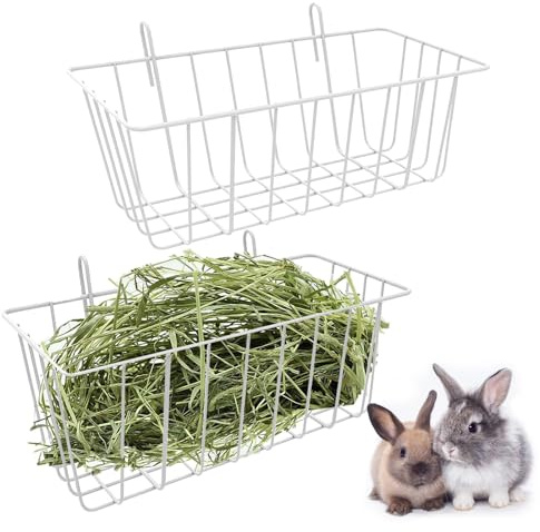 Lot de 2 râteliers à foin en métal pour lapin/cochon d'Inde/rongeur 23 x 10 x 7,5 cm