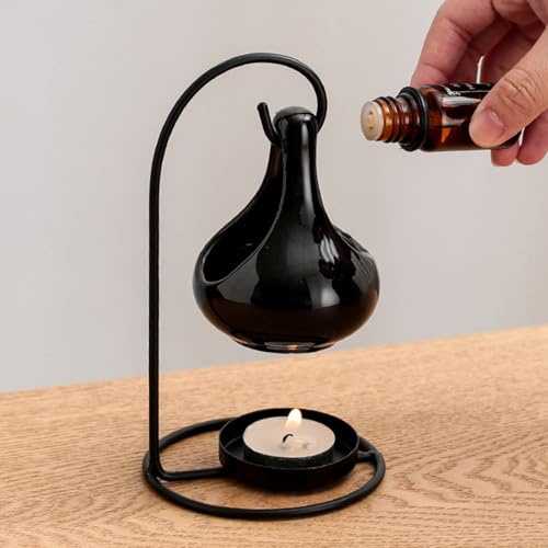 Tallador de Velas Cerámica Cerámica Esencial Candelador Colgante Candelador para la meditación de la Granja San Valentín Negro, Cabalada de Velas Talight, Holders