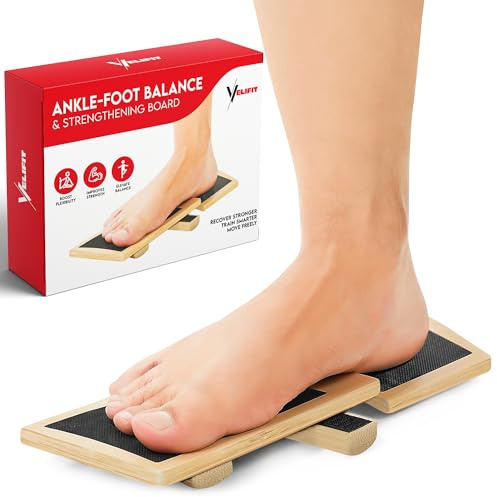 Velifit Ankle Strengthener & Axis Board, Bamboo Ankle Balance Boards for Physical Therapy, Blackboard Foot Trainer & Foot Strengthener, Giboard for Balance Training, Axisboard for Leg Stability
