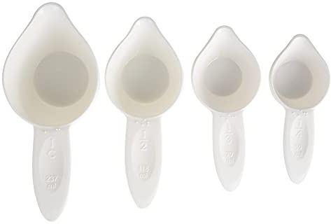 Fyearfly Ensemble de 4 cuillères à mesurer en braille, outils de cuisine portables, accessoire de cuisson avec impression en relief et échelle en braille pour malvoyants, plastique léger