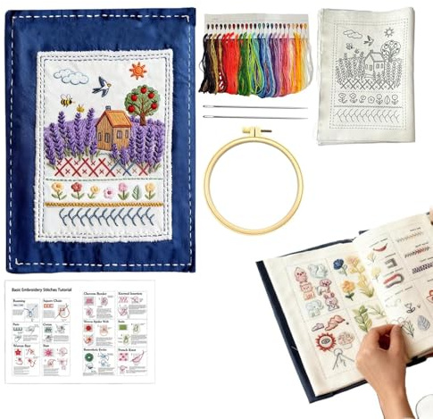 Kit De Libro De Puntadas Bordado, Libro Kit Bordado Principiantes, Libros Costura DIY Con Kits Herramientas Bricolaje, Creativos Guía Bordados Libros Costura Kits, Para Manualidades Entusiastas