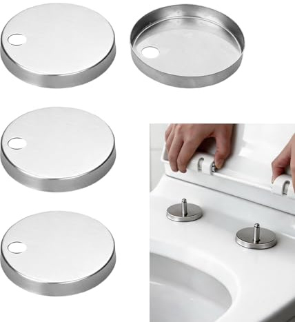 Toilet Set Bolt Cover Caps Universal 45mm Silver Toilet Seat Bolt Covers, 4 Pcs Stainless Steel Blind Hole Caps for Seat Fittings, Easy Installation Accessories