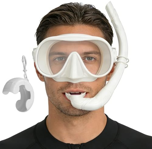 Vuxen snorkelset | Panoramavy och Antiläckagemask - Med Förvaringslåda och Justerbar Rem Vikbar Vuxendykarutrustning,för män, kvinnor, familj, simning, undervatten,