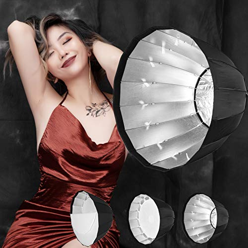 HWAMART 90cm 35 parabolic softbox Para Softbox Bowen S-Type Foldable Studio Interior Reflector Umbrella for Studio Speed-Light Lite Flash Lamp strobe lighting (Φ90)