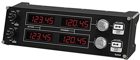 Logitech G Saitek Pro Flight Radio Panel | Flugsimulator-Radioschalttafel, 4 LED-Anzeigen, Regler, USB-Anschluss, modular & anpassbar, PC - Schwarz
