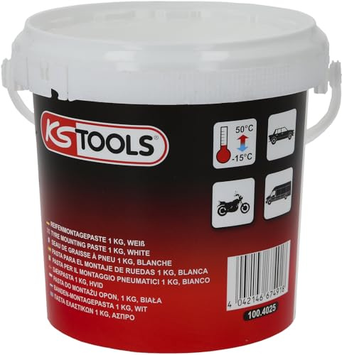 KS Tools 100.4025 Seau de graisse à pneus blanche 1 kg - voiture, moto, PL | Seau de graisse à pneus blanche, 1 kg