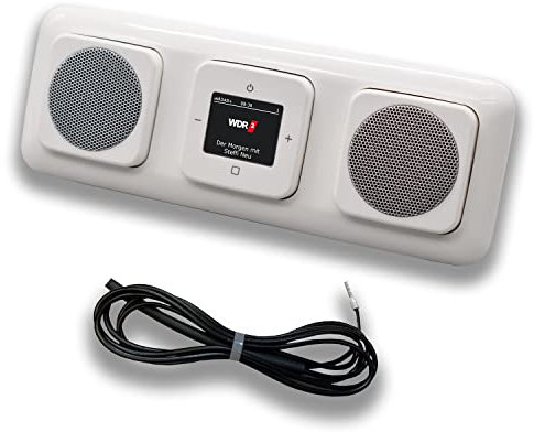 Busch-Jaeger (Original) DAB+ Unterputzradio UP Radio 8215U-101 (8215U-101) Komplettset Reflex SI alpinweiß +2x Lautsprecher in 3fach Rahmen 2513-214+0,9 Meter EBROM Wurfantenne zur Empfangsoptimierung