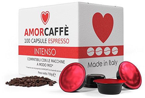 Amorcaffe 100 Coffee Capsules Pods Compatible Lavazza A Modo Mio - Intenso taste