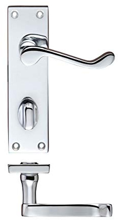 IRONZONE 1 x Victorian Scroll Lever Bathroom Door Handles Polished Chrome