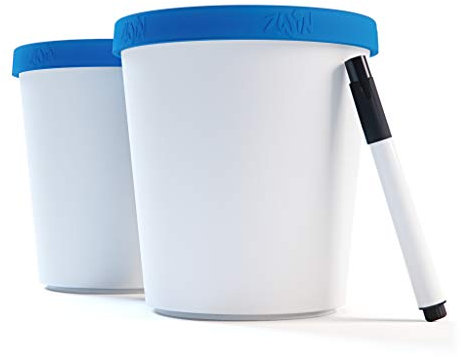 Zwin® 2er-Set Speiseeis Aufbewahrungsbehälter 1L - Eisbehälter mit beschriftbarem Deckel - Wiederverwendbare Eisbehälter - BPA-frei - Ideal für selbstgemachtes EIS
