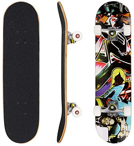 Hikole Skateboard, Komplettboard, Skateboard, Skateboard, Holz, 79 x 20 cm, kanadisches Ahorn, 88 A, für Anfänger, Kinder und Erwachsene