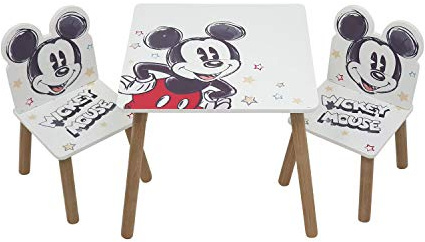 ARDITEX - Set de Mesa y 2 Sillas Infantiles de Madera - 50x50x44 cm y 26,5x26,5x50 cm - Ideal para Jugar, Pintar y Hacer Manualidades - Licencia Oficial Mickey Mouse