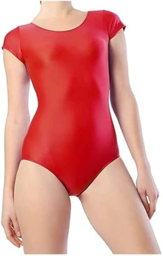 BODYWEAR LTD Gymnastikanzug für Kinder, Mädchen, glänzend, kurzärmelig