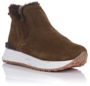Sneakers Marrones Tipo botín con Detalle de Pelo para Mujer JONDAL