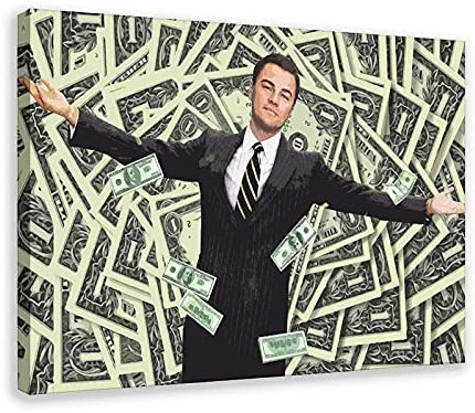 Filmposter The Wolf of Wall Street 35, Leinwand, Schlafzimmer, Dekoration, Sport, Landschaft, Büro, Raumdekoration, Geschenk, 40 x 60 cm, Rahmen: