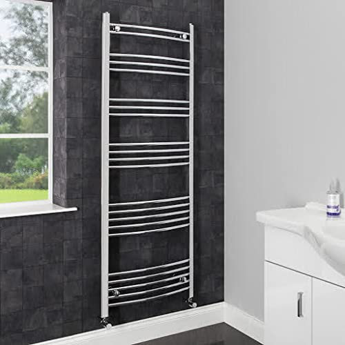Dual Fuel Heated Towel Rail Chrome Designer Curved Thermostat Electric 1600x600