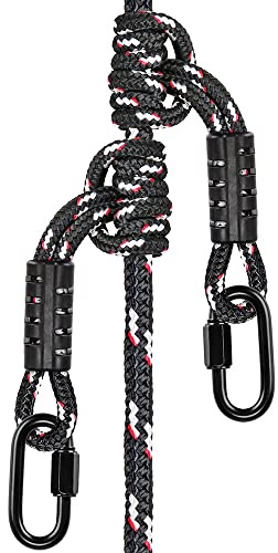 BeneLabel 50cm Cordelette pour Escalade Corde Elagage Corde de Sécurité en Polyester avec Mousqueton pour l'alpinisme en Plein Air Sauvetage d'urgence Survie Accessoires, 10mm Diamètre/2000lbs, Noir
