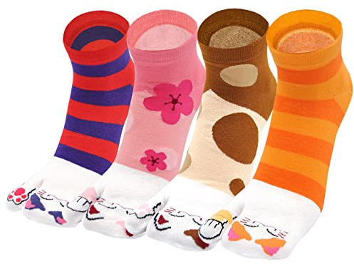 ZAKASA Tabi Strumpor Dam Tåstrumpor: Booties Korta strumpor Sneaker Flip Flop Toe Strumpor Bomull Geta Strumpor Korta japanska två tåstrumpor Storlek 35-41,4 par