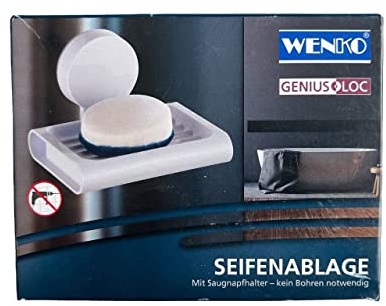 Wenko Genius Loc Seifenablage, Seifenschale mit Saugnapfhalter weiß ohne Bohren