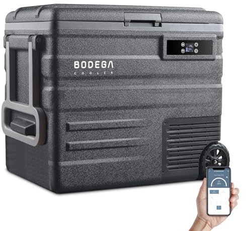 BODEGA 12 volts bilkylare, bilkylskåp med en zon, APP styrning, bärbar WIFI husbil, 69 fjärdedelar (65 L) – 15,6 °C-20 °C, 12/24 V DC och 100–240 V AC, för resor