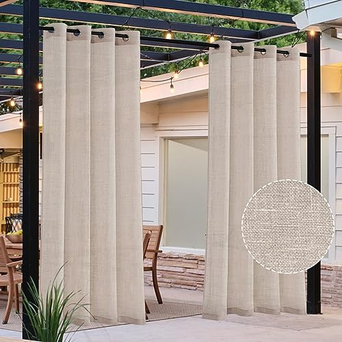GAMUKAI Tenda impermeabile per esterni, effetto lino, resistente, per interni ed esterni, con occhielli, isolamento termico, per gazebo e portico (132 x 239 cm, naturale)