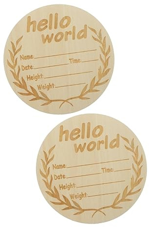 ABOOFAN 2stücke Runder Holz-babyname-schild Für Neugeborene Kreatives Geburtsanzeige-schild Aus Natürlichem Holz Für Babyfotos Dekoration Im Babyzimmer