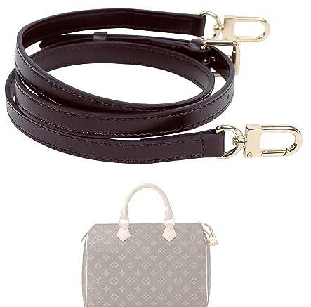 XYJG Vachetta-Leder Schulterriemen, Ersatz-Umhängetaschengurt für Speedy/Alma/Keepall/Pochette Métis Taschen, Einstellbare Länge 90–120cm (Breite 1,5cm, Glänzend Braun)