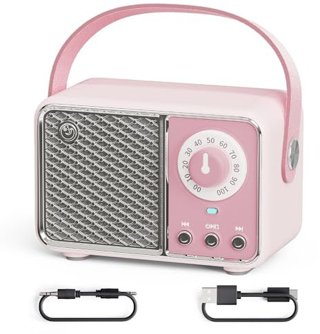 Altoparlante Bluetooth retrò aggiornato, radio vintage con stile classico vecchio stile, connessione wireless Bluetooth 5.1, supporto scheda TF, U Disk e ingresso audio AUX (rosa)